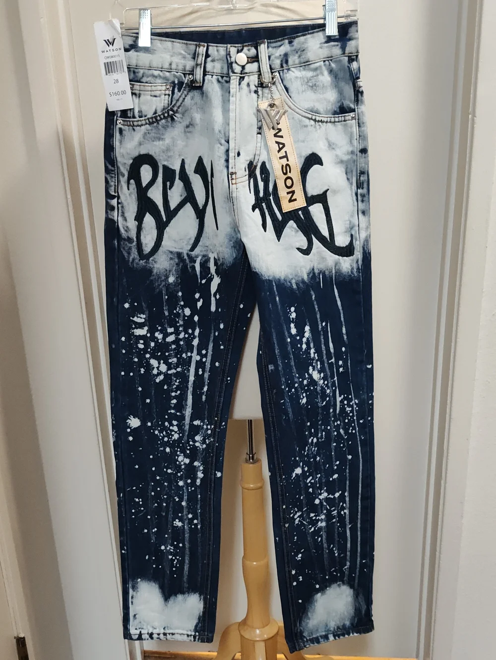 NWT WATSON Men’s Two-Tone Splatter Graphic Jeans Size 28